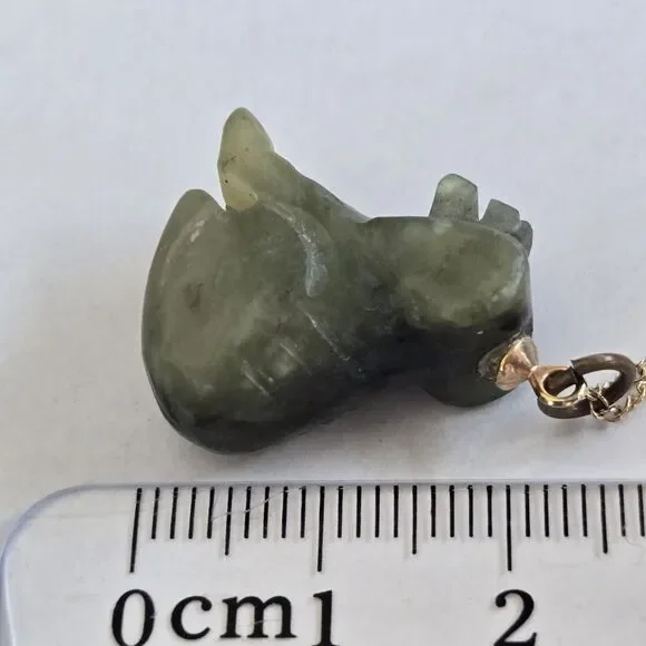 Vintage Carved Nephrite Jade Animal Pendant Necklace 1/20 12K Gold Filled Chain - Picture 16 of 16
